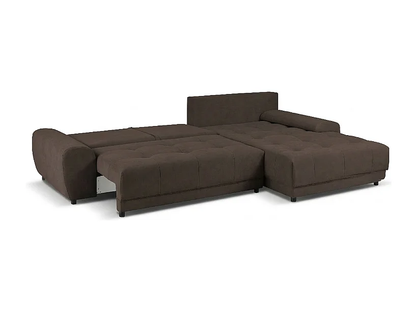 Ecksofa NAMPA 281x189 cm rechts mit Schlaffunktion, bezogen mit braunem Stoff SORO 29