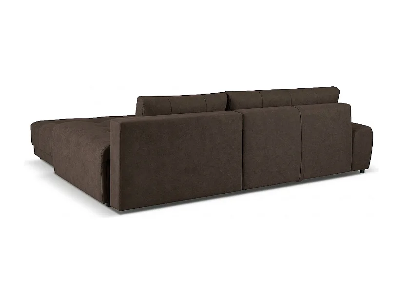 Ecksofa NAMPA 281x189 cm rechts mit Schlaffunktion, bezogen mit braunem Stoff SORO 29