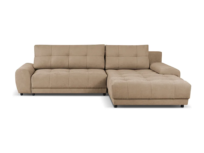 Ecksofa NAMPA 281x189 cm rechts mit Schlaffunktion, bezogen mit beigem Stoff SORO 8
