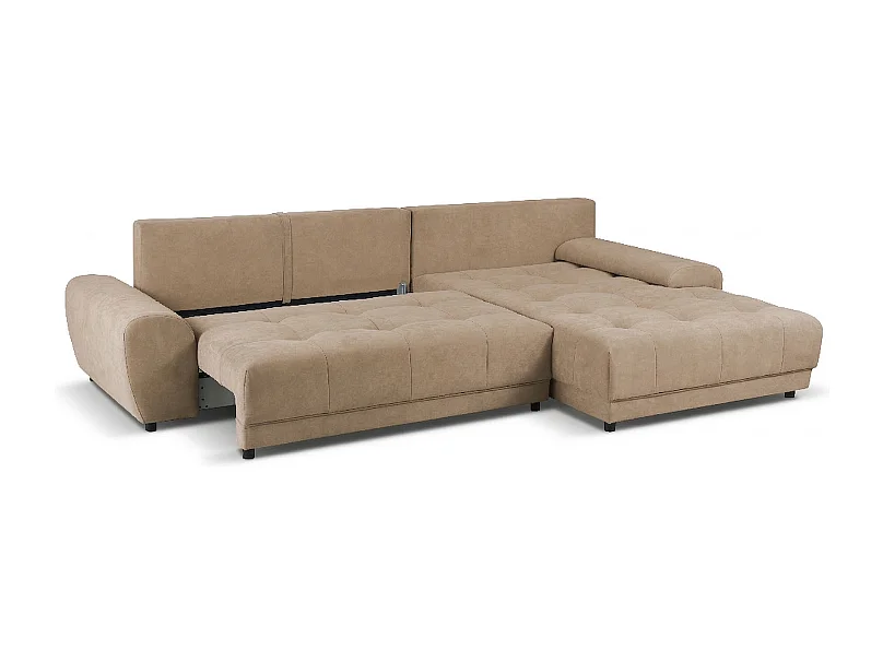 Ecksofa NAMPA 281x189 cm rechts mit Schlaffunktion, bezogen mit beigem Stoff SORO 8