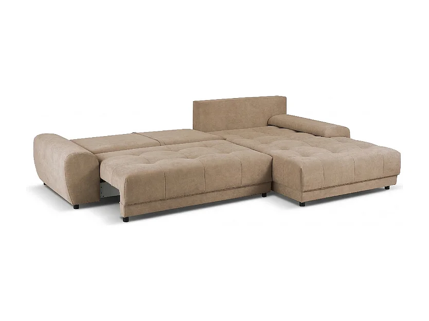 Ecksofa NAMPA 281x189 cm rechts mit Schlaffunktion, bezogen mit beigem Stoff SORO 8