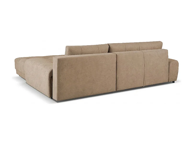 Ecksofa NAMPA 281x189 cm rechts mit Schlaffunktion, bezogen mit beigem Stoff SORO 8
