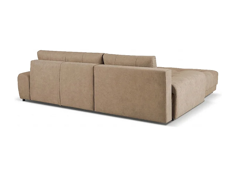 Ecksofa NAMPA 281x189 cm links mit Schlaffunktion, bezogen mit beigem Stoff SORO 8