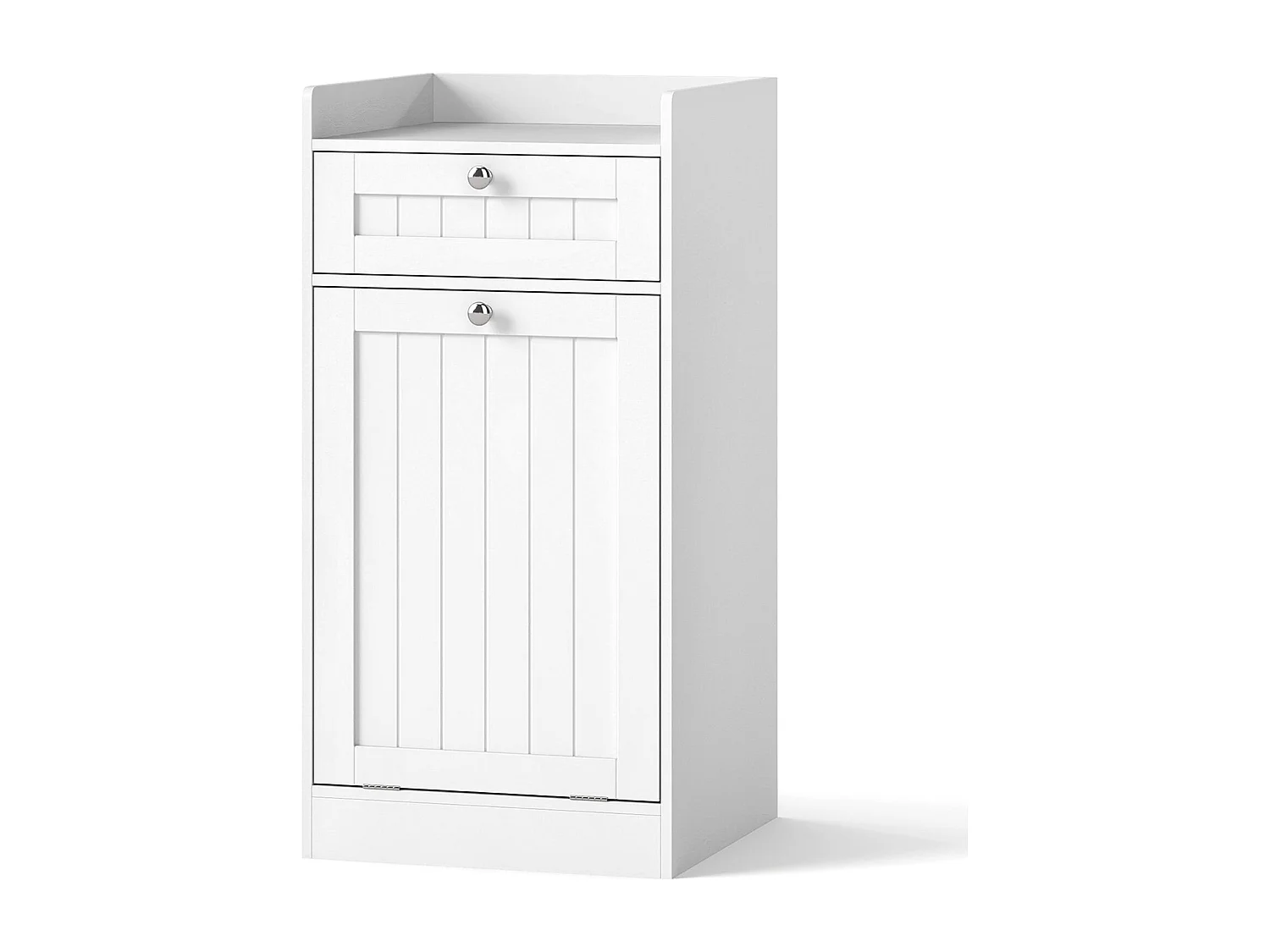 Kippbarer Wäscheschrank freistehender Badezimmerschrank mit Regal Schublade Weiß