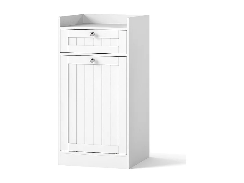 Kippbarer Wäscheschrank freistehender Badezimmerschrank mit Regal Schublade Weiß