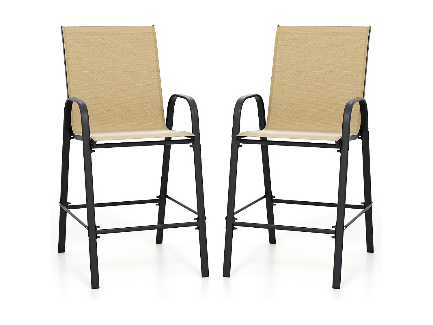 Lot de 2 tabourets de bar avec accoudoirs & dossier haut Chaise de bar pouvant supporter jusqu'à 150 kg