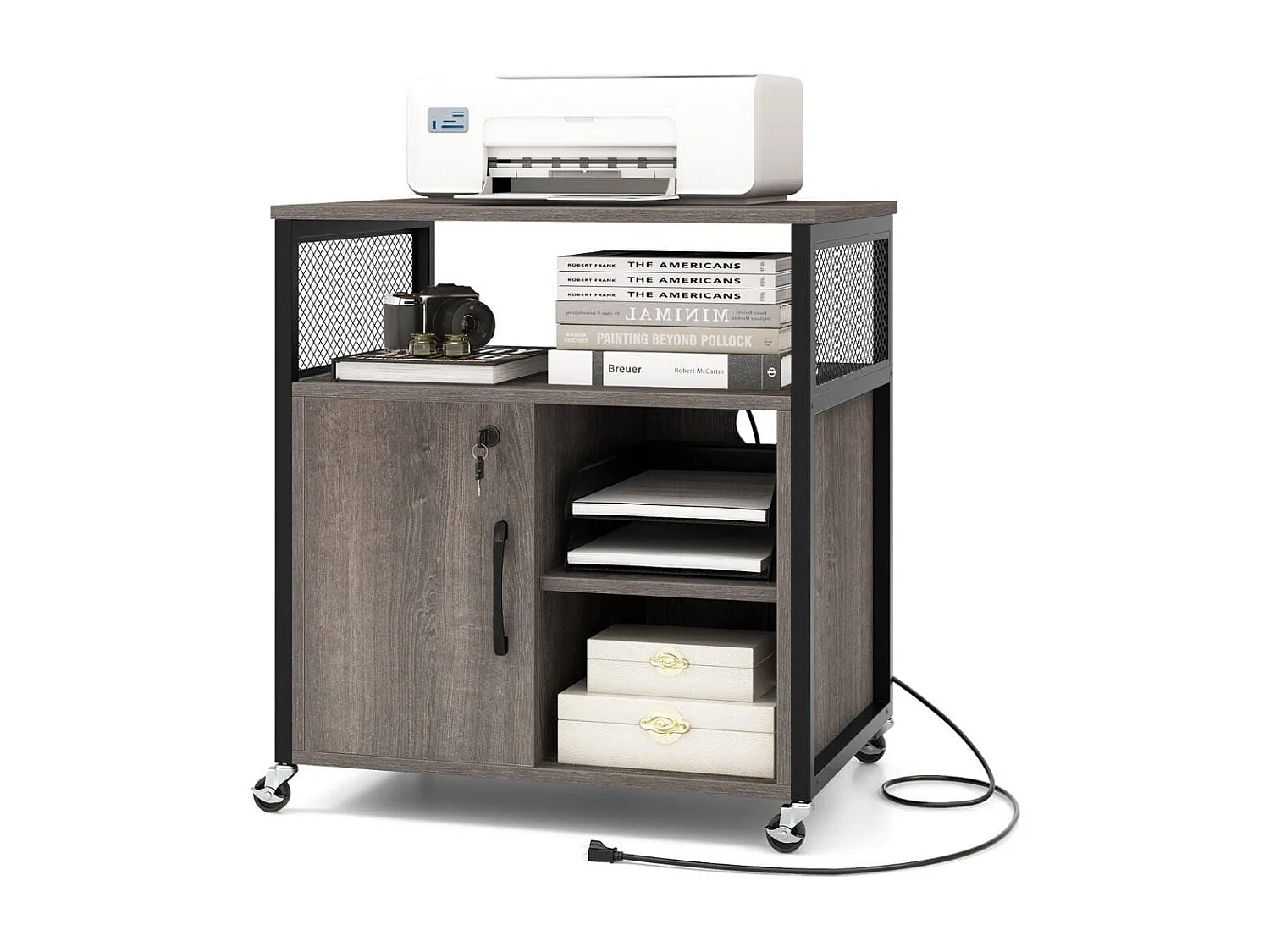 Szafka na dokumenty i drukarkę ze stacją zasilającą 60x43,5x65,5 cm