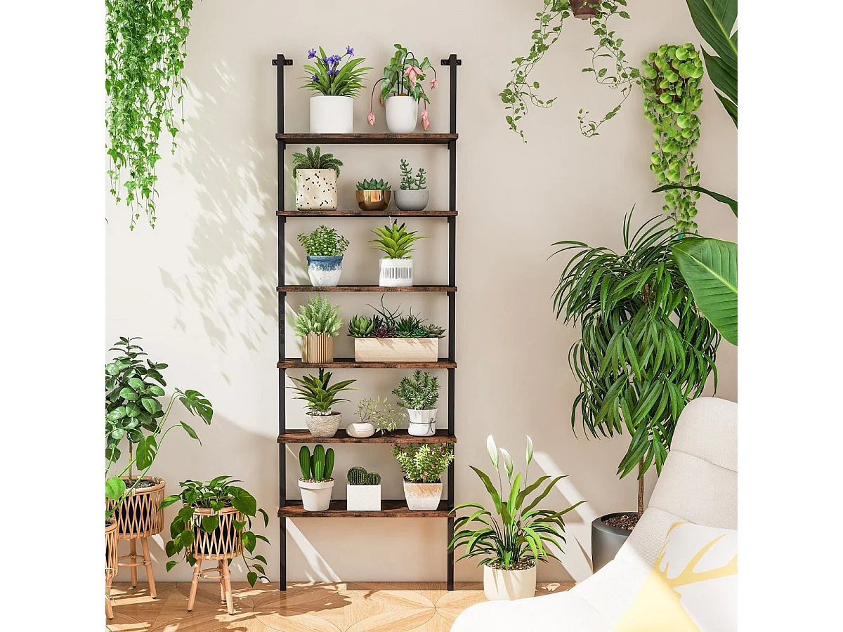 Industrialny 6-poziomowy regał na książki Półka ścienna 60 x 20 x 183 cm