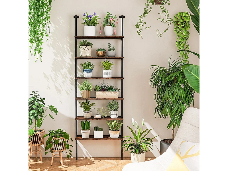 Industrialny 6-poziomowy regał na książki Półka ścienna 60 x 20 x 183 cm