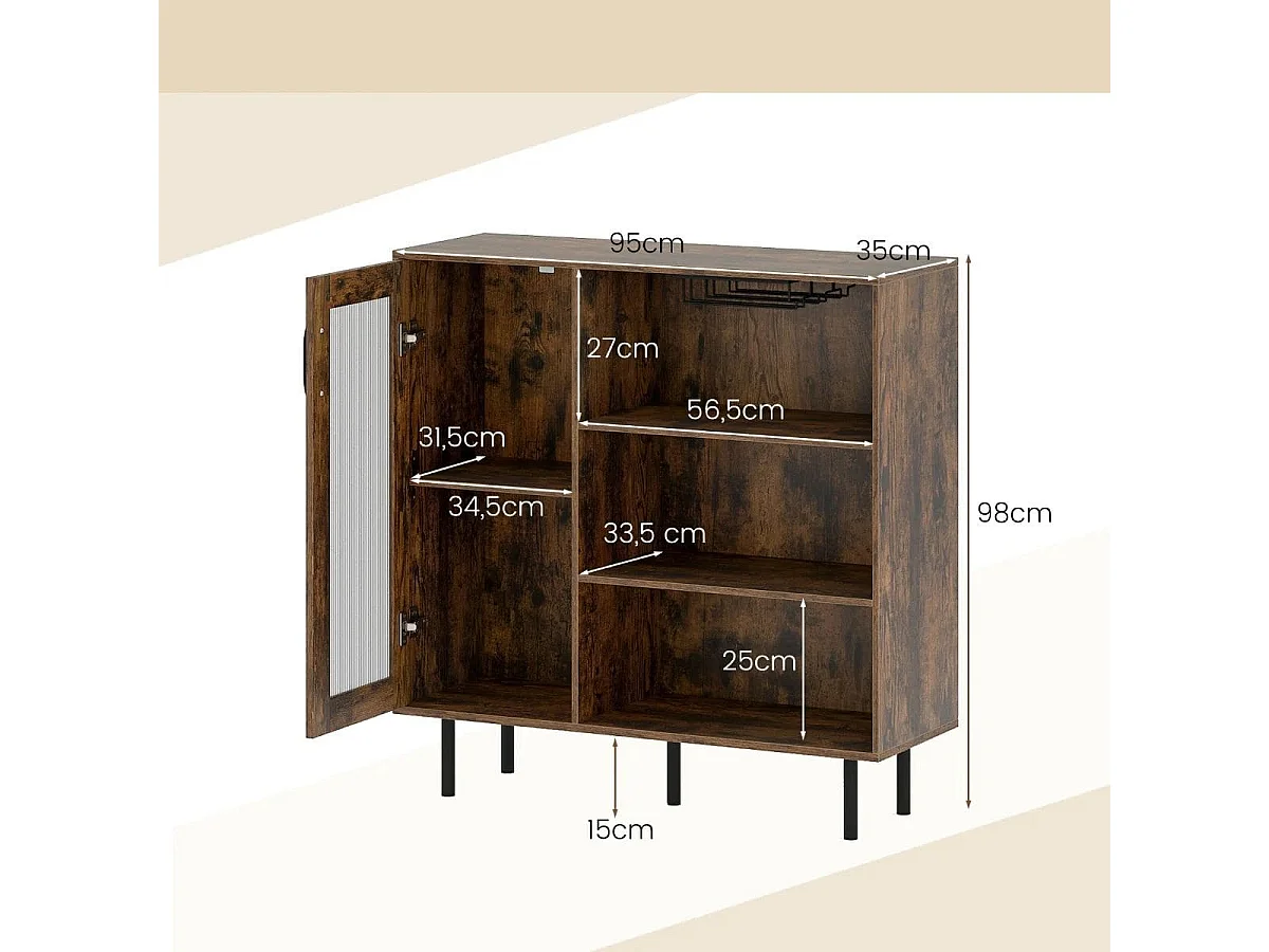 Kredens kuchenny szafka z uchwytami na kieliszki Komoda kuchenna