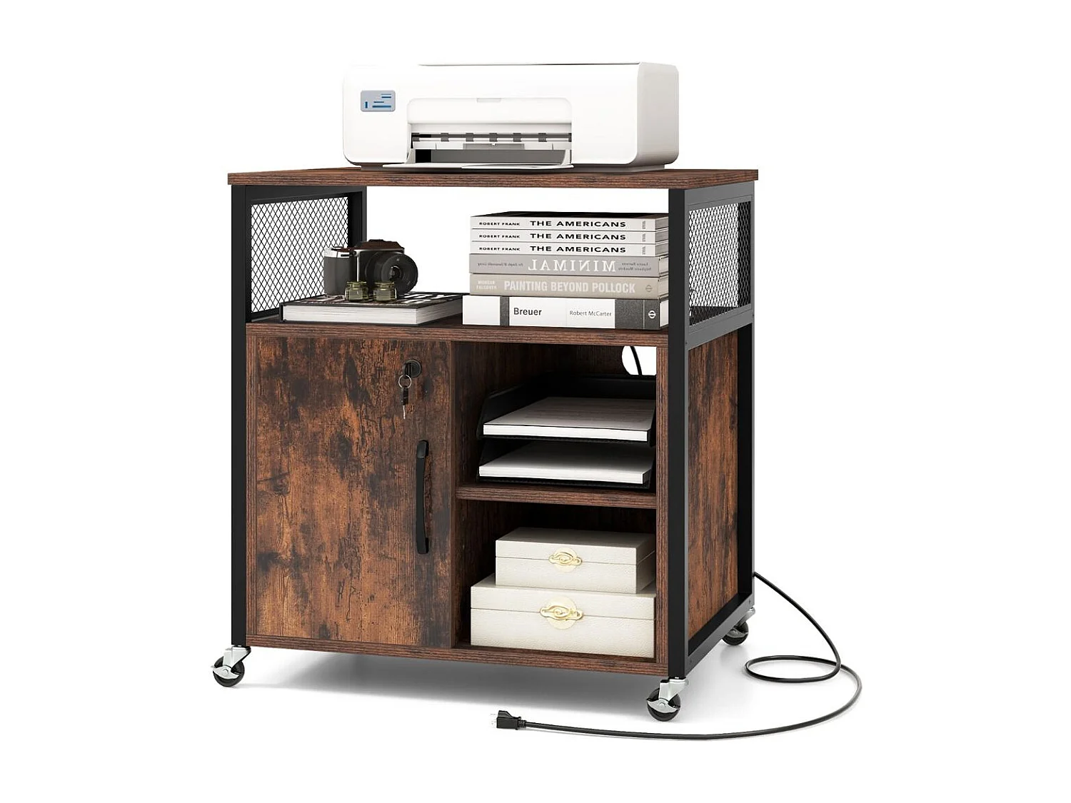 Szafka na dokumenty i drukarkę ze stacją zasilającą 60x43,5x65,5 cm