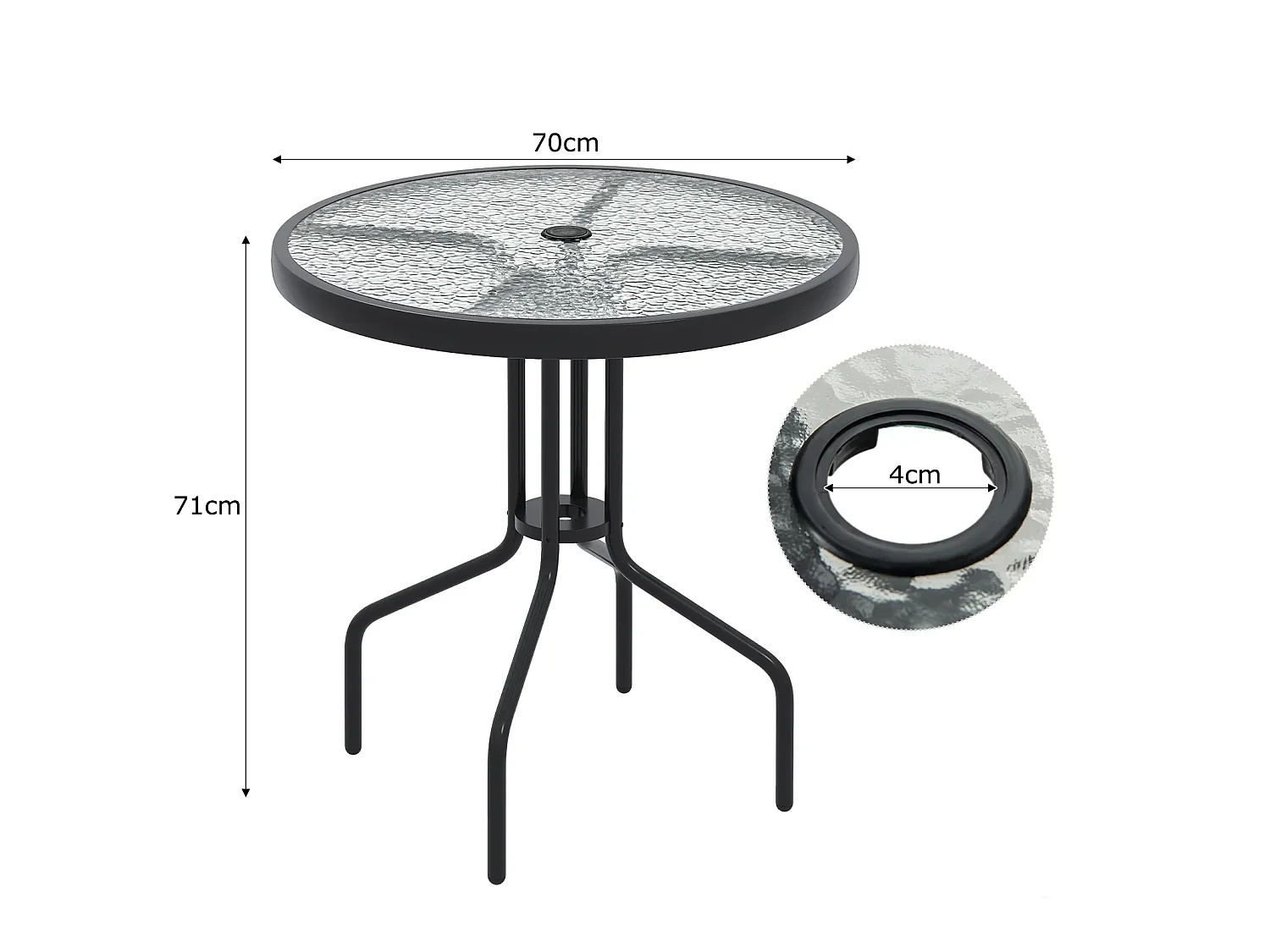 Rund trädgårdsbord, soffbord, balkongbord