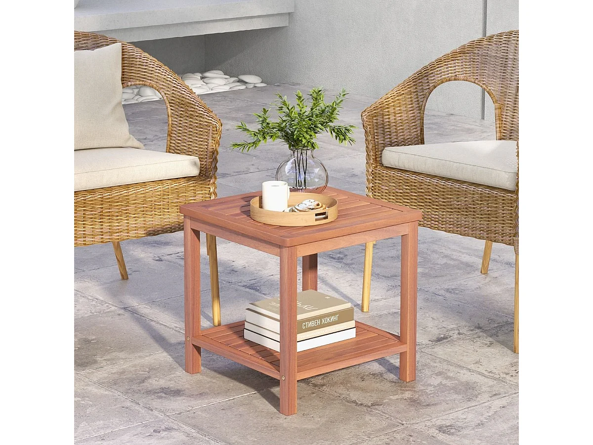 Tragbarer Rechteckiger Beistelltisch mit Lamellen-Tischplatte Holzbeistelltisch 45 x 45 x 45 cm