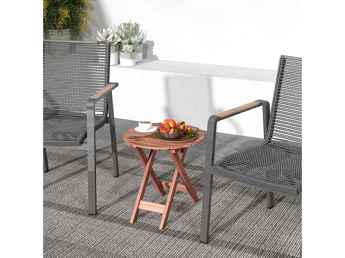 Beistelltisch Akazienholz Gartentisch klein Balkontisch Rund 46 x 46 x 45 cm