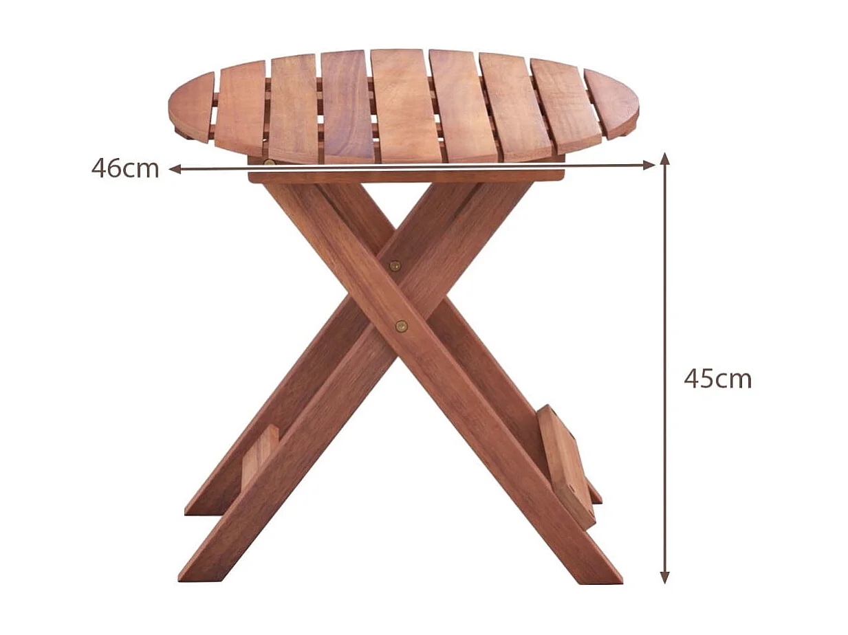 Beistelltisch Akazienholz Gartentisch klein Balkontisch Rund 46 x 46 x 45 cm