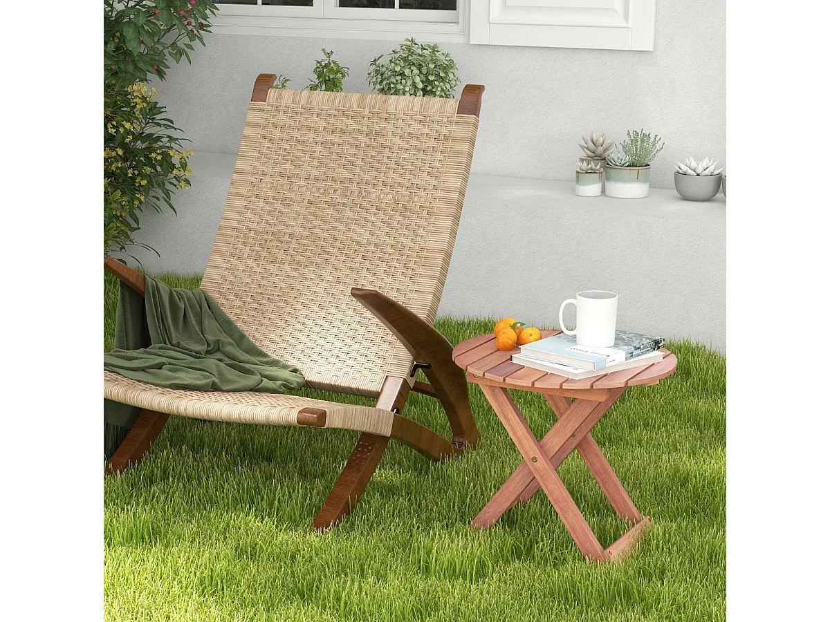 Beistelltisch Akazienholz Gartentisch klein Balkontisch Rund 46 x 46 x 45 cm