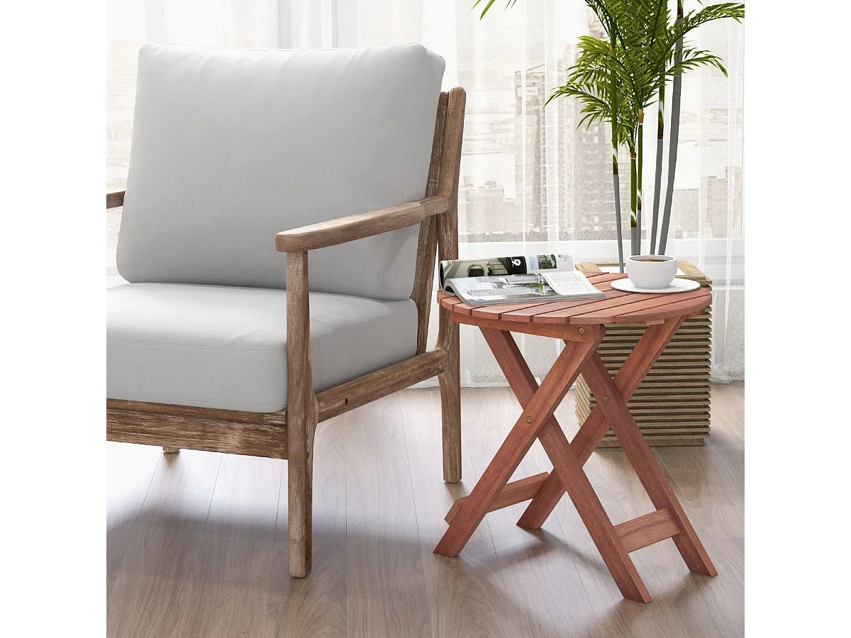 Beistelltisch Akazienholz Gartentisch klein Balkontisch Rund 46 x 46 x 45 cm