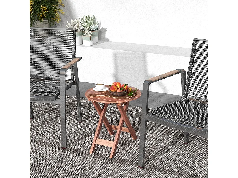 Beistelltisch Akazienholz Gartentisch klein Balkontisch Rund 46 x 46 x 45 cm