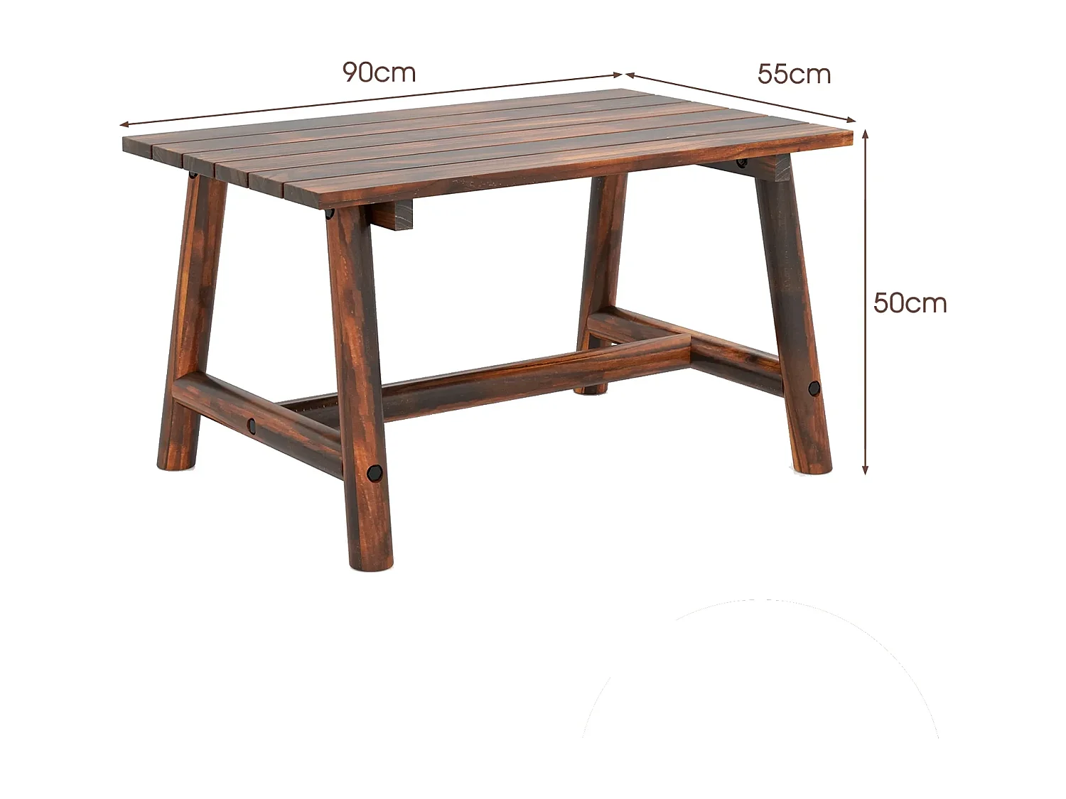 Table de jardin en bois massif table basse rectangulaire avec sommier à lattes table de terrasse table de balcon marron