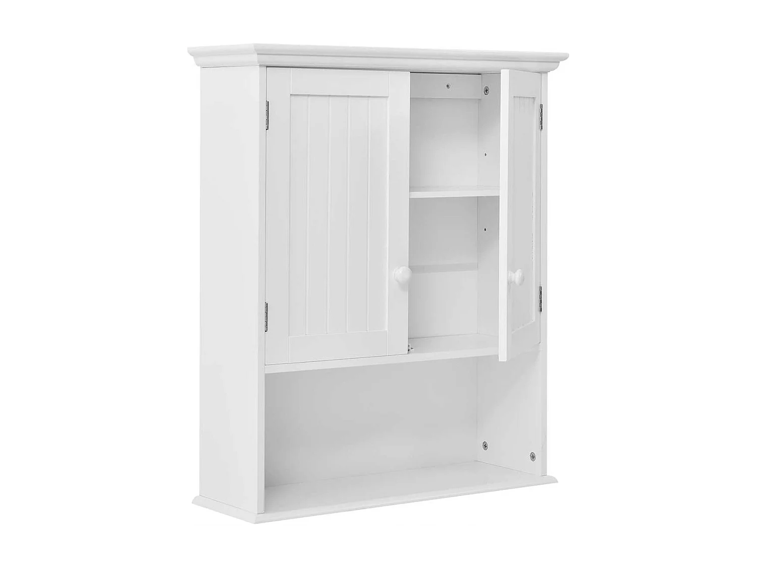 Meuble de Salle de Bain Armoire Murale avec 2 Portes Étagères Réglables Armoire à Pharmacie de Rangement 60x19x71cm Blanc