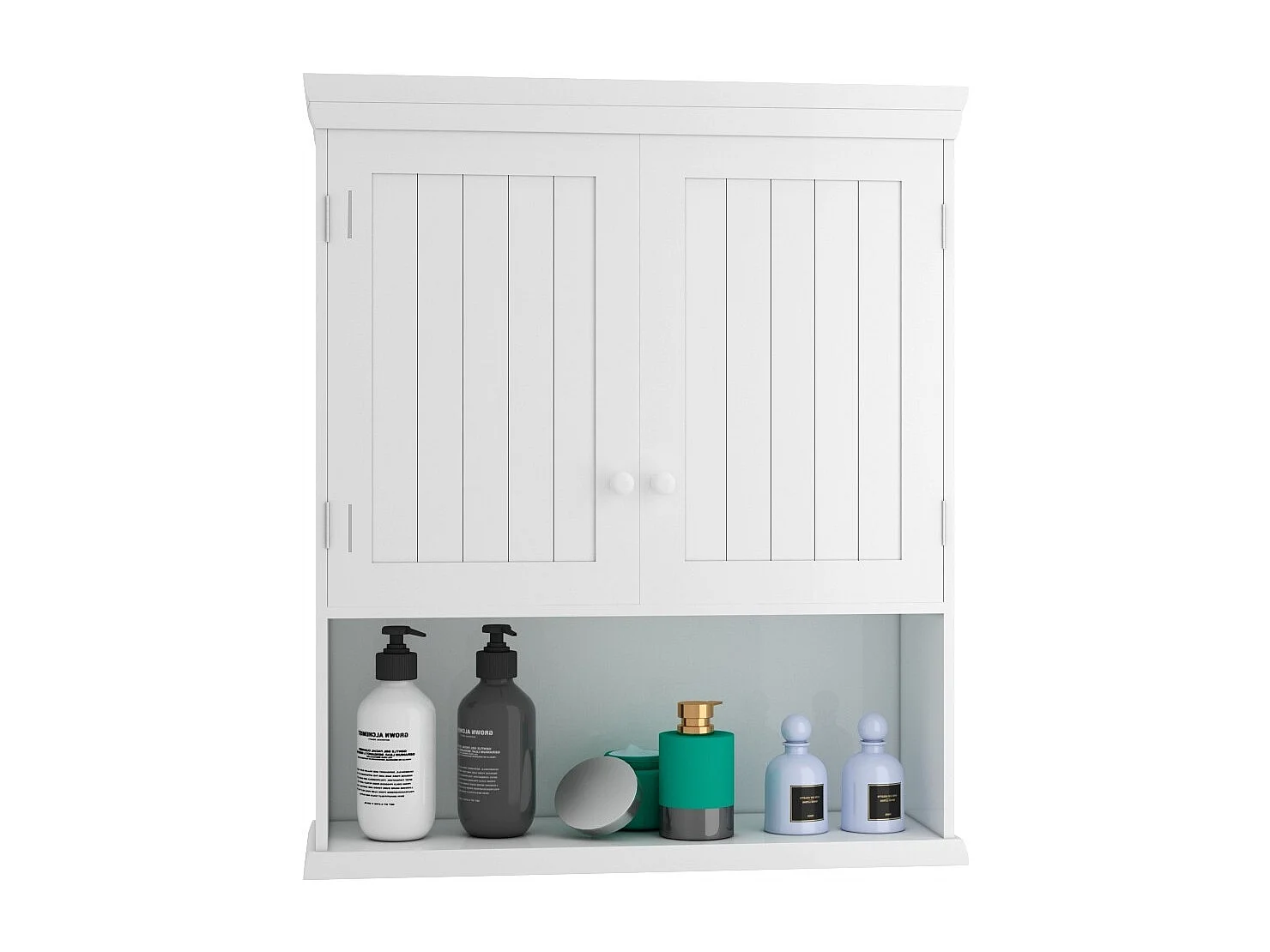 Meuble de Salle de Bain Armoire Murale avec 2 Portes Étagères Réglables Armoire à Pharmacie de Rangement 60x19x71cm Blanc