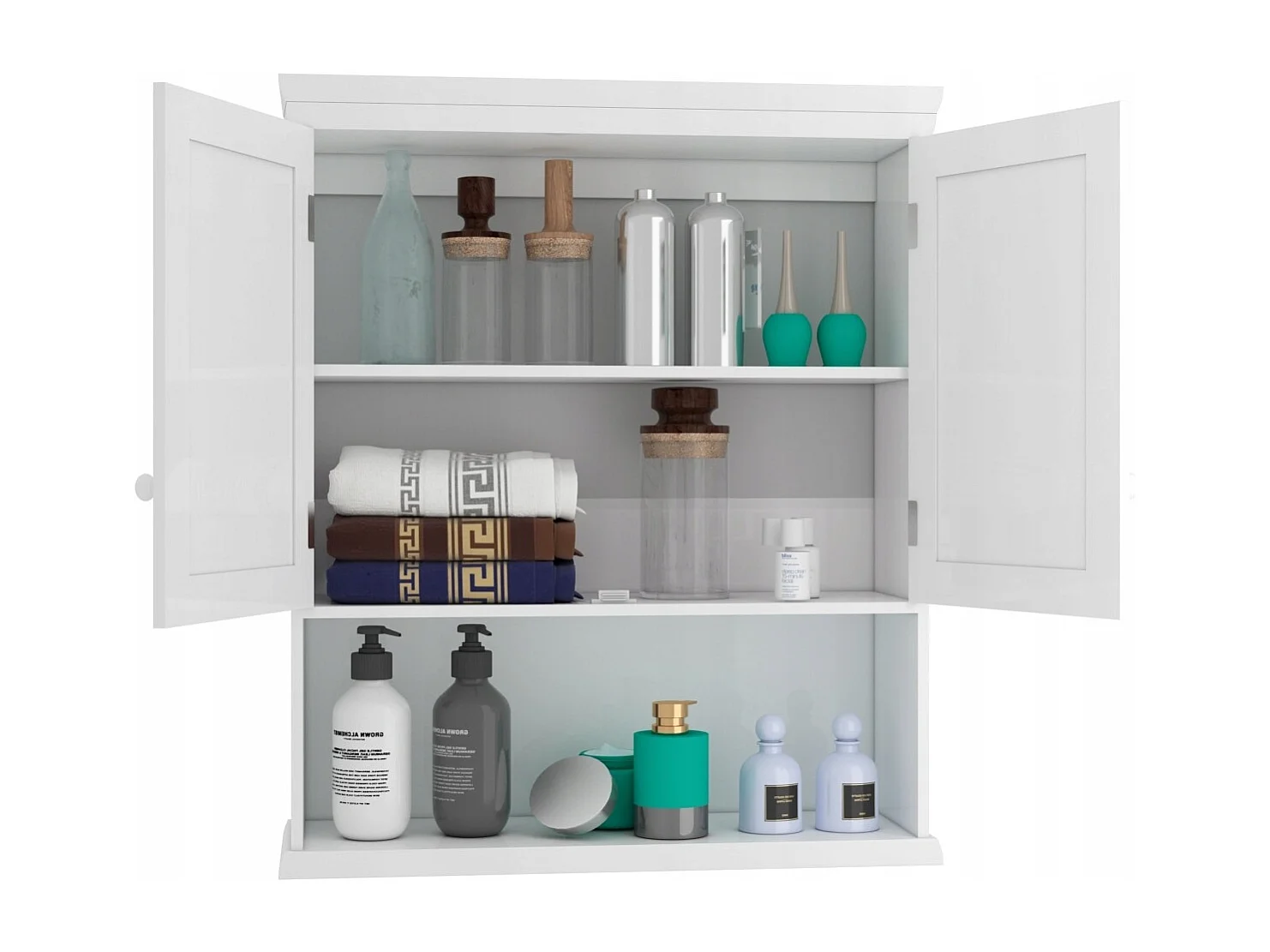 Meuble de Salle de Bain Armoire Murale avec 2 Portes Étagères Réglables Armoire à Pharmacie de Rangement 60x19x71cm Blanc