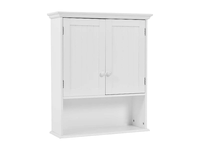 Meuble de Salle de Bain Armoire Murale avec 2 Portes Étagères Réglables Armoire à Pharmacie de Rangement 60x19x71cm Blanc