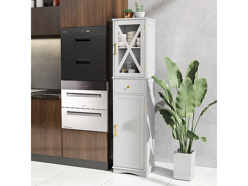 Wysoka stojąca szafka łazienkowa Szafka do łazienki biała