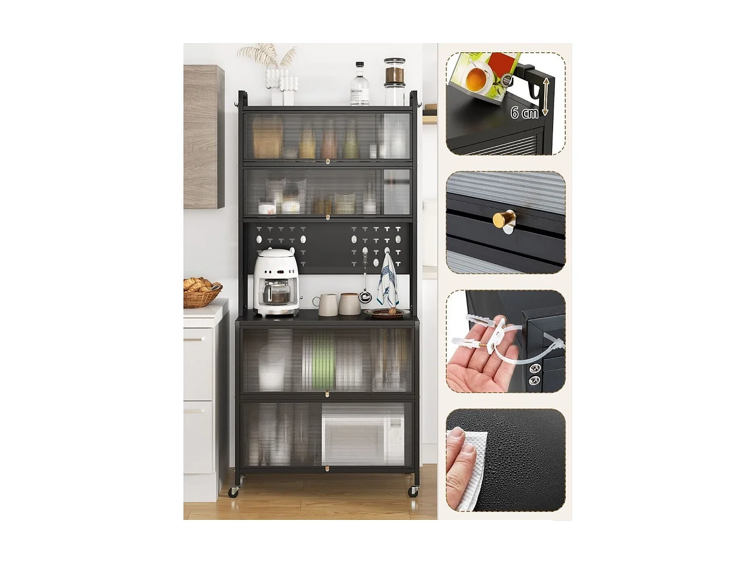 Kredens kuchenny mobilny Czarna komoda