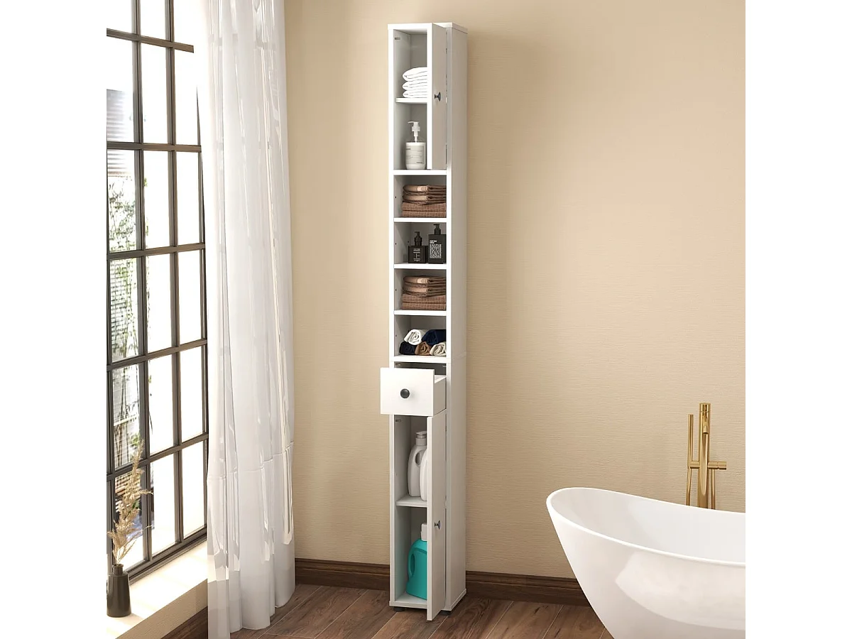 Wąska szafka łazienkowa z regulowanymi półkami Szafka do łazienki