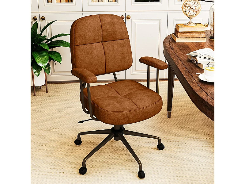 Bürostuhl ergonomischer Drehstuhl mit Armlehnen & Rollen Computerstuhl gepolstert höhenverstellbar