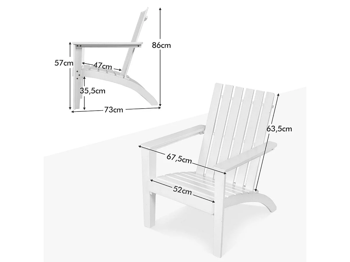 Adirondack Stuhl Adirondack Chair aus Akazienholz Gartensessel bis 160 kg Weiß
