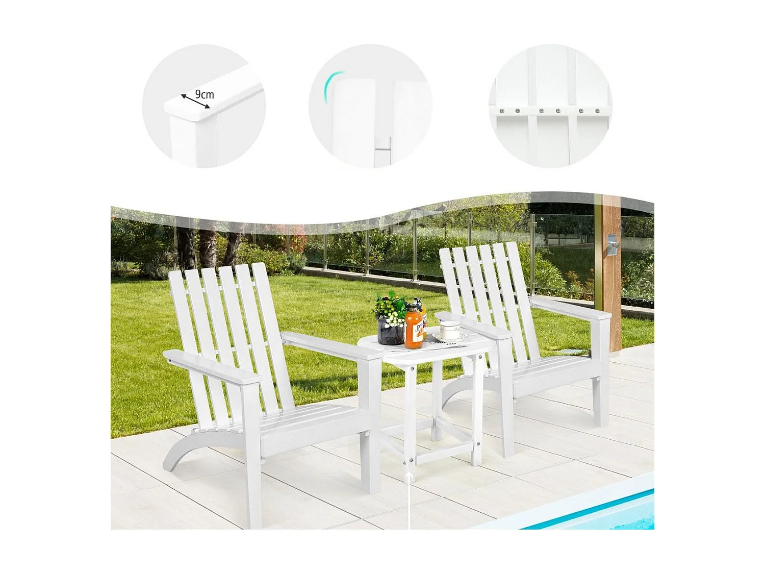 Adirondack Stuhl Adirondack Chair aus Akazienholz Gartensessel bis 160 kg Weiß