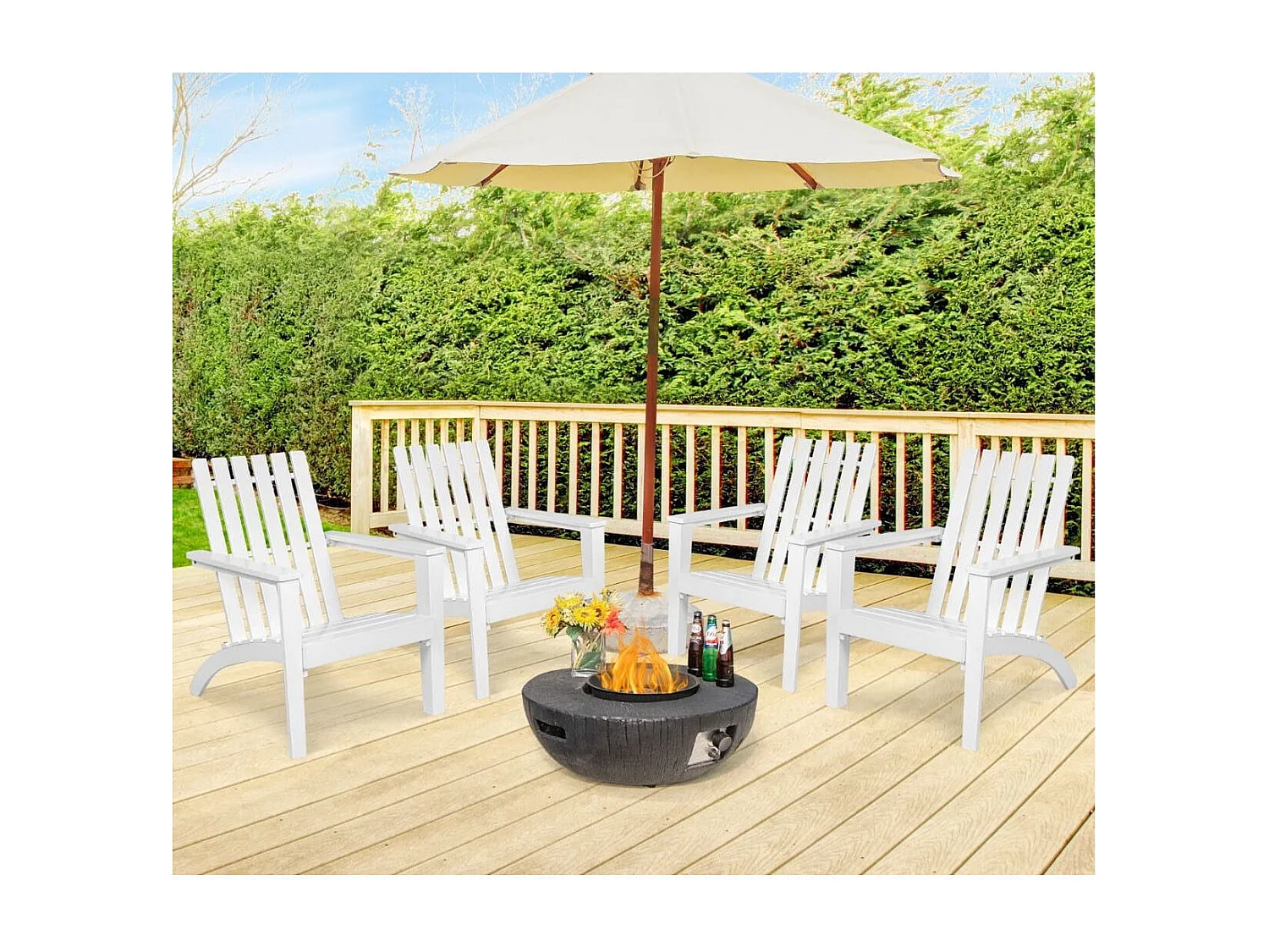 Adirondack Stuhl Adirondack Chair aus Akazienholz Gartensessel bis 160 kg Weiß