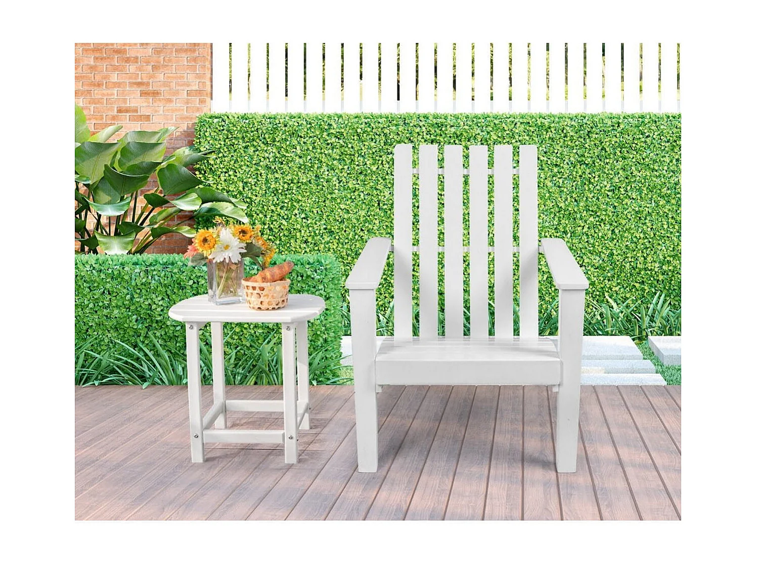 Adirondack Stuhl Adirondack Chair aus Akazienholz Gartensessel bis 160 kg Weiß