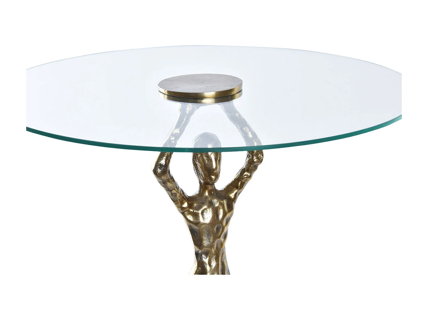 Bijzettafel van aluminium met glas, 46x46x57 cm, herenmodel