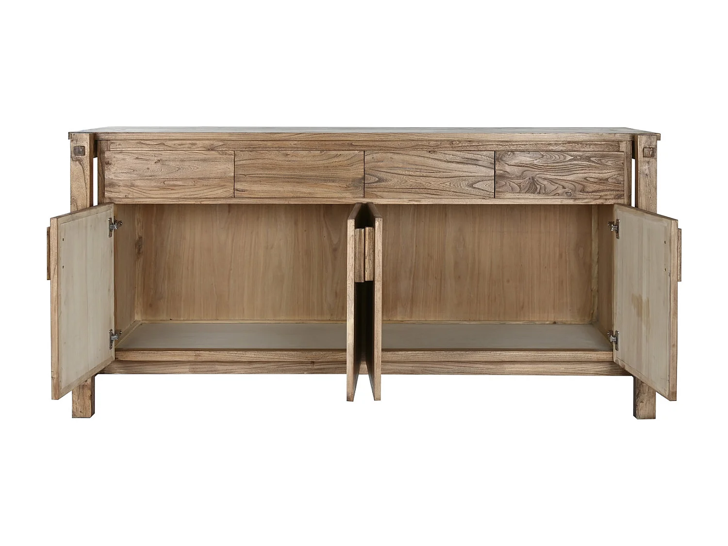 Buffet em madeira de olmo reciclada, 183 x 57 x 90 cm, cor natural.