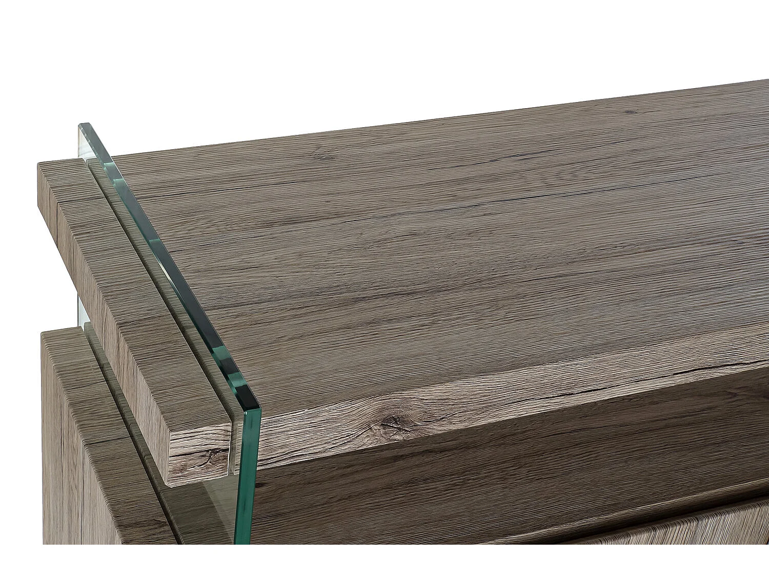 Dressoir van gehard glas en MDF, 120x44x120 cm, naturel.