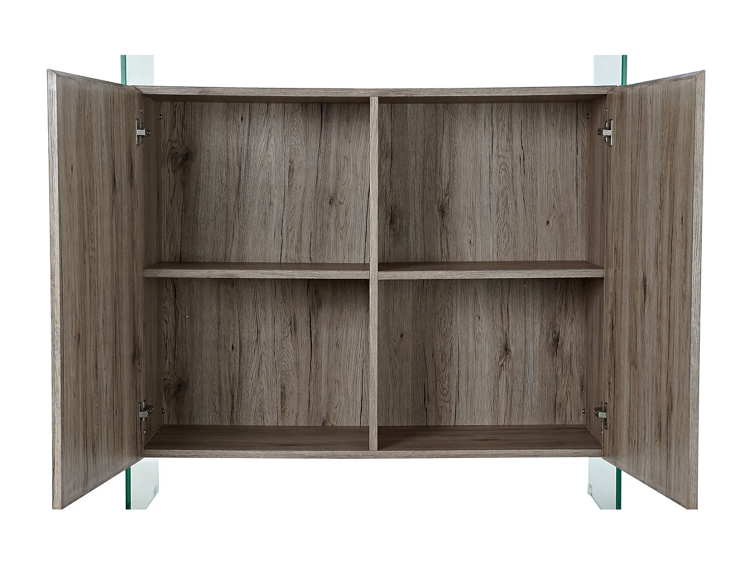 Dressoir van gehard glas en MDF, 120x44x120 cm, naturel.