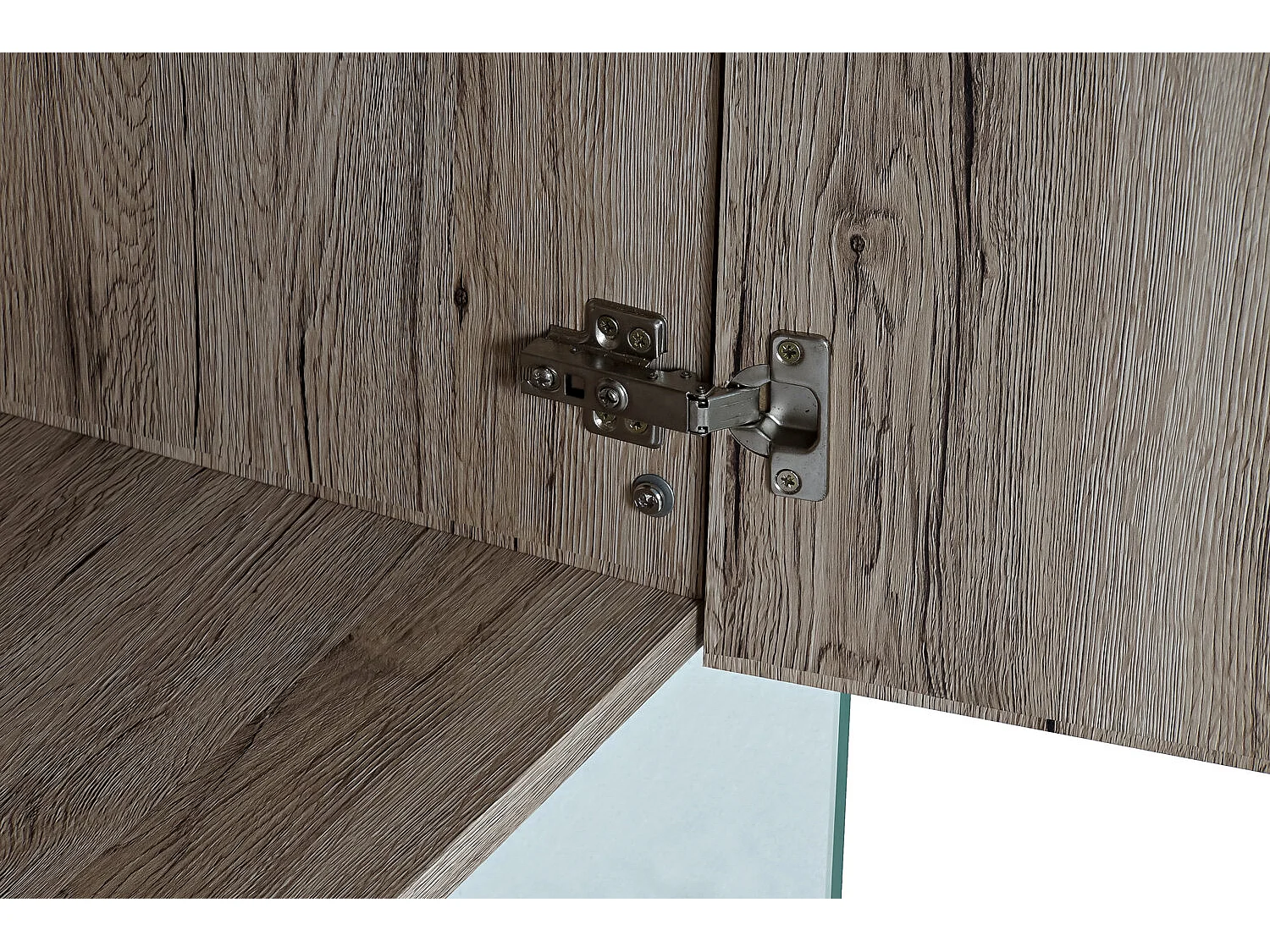 Dressoir van gehard glas en MDF, 120x44x120 cm, naturel.