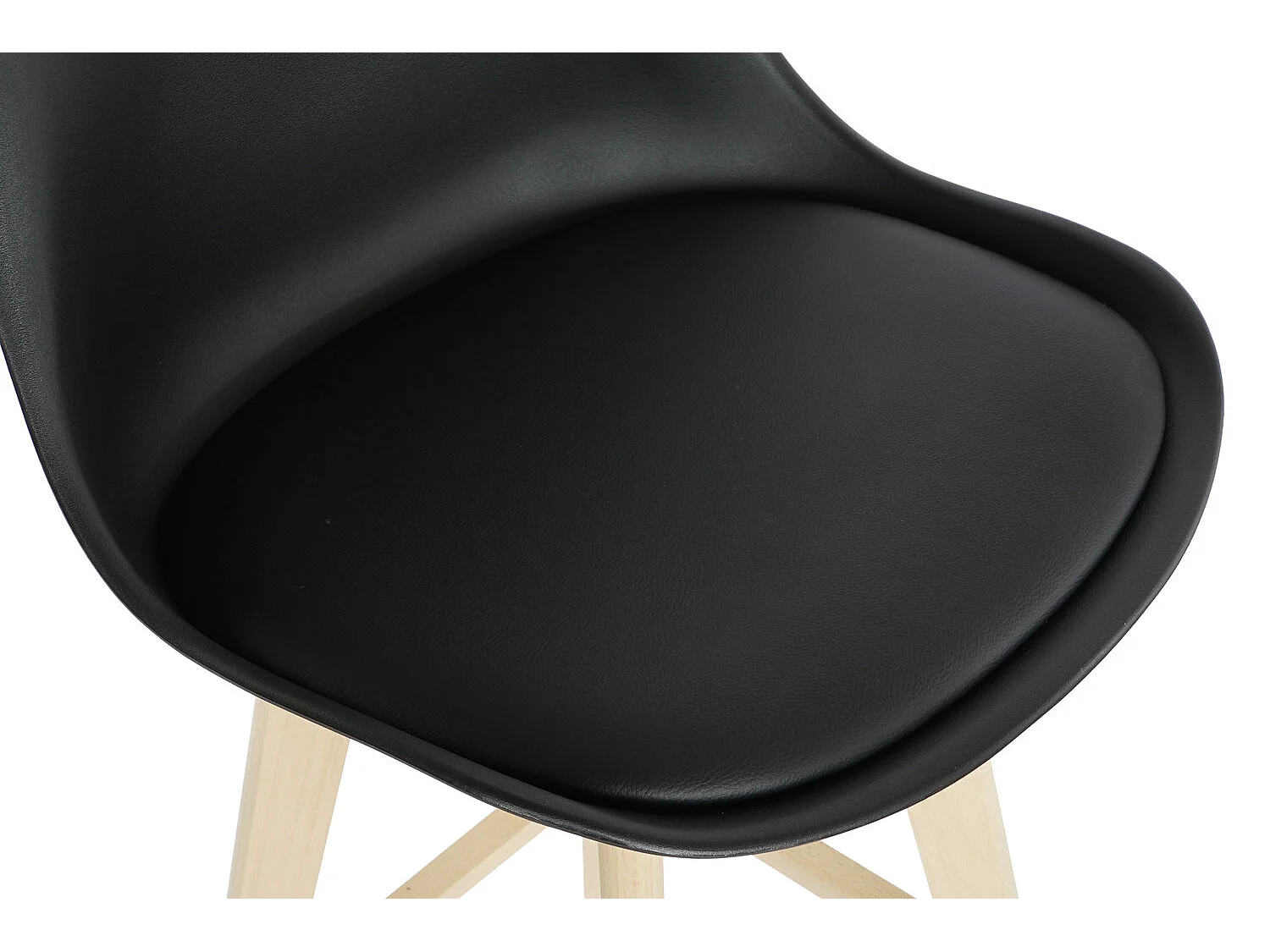 Banqueta de madeira de faia PU 57,5 ​​x 50,5 x 109 cm preta