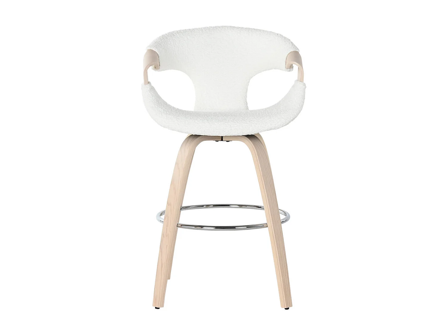 Banqueta de madeira revestida em poliéster, 55,5 x 52,5 x 92,5 cm, branca.