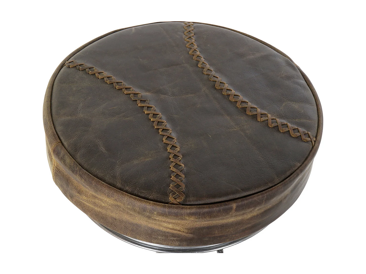 Banqueta de metal e couro 44x41x82 com pedais marrom