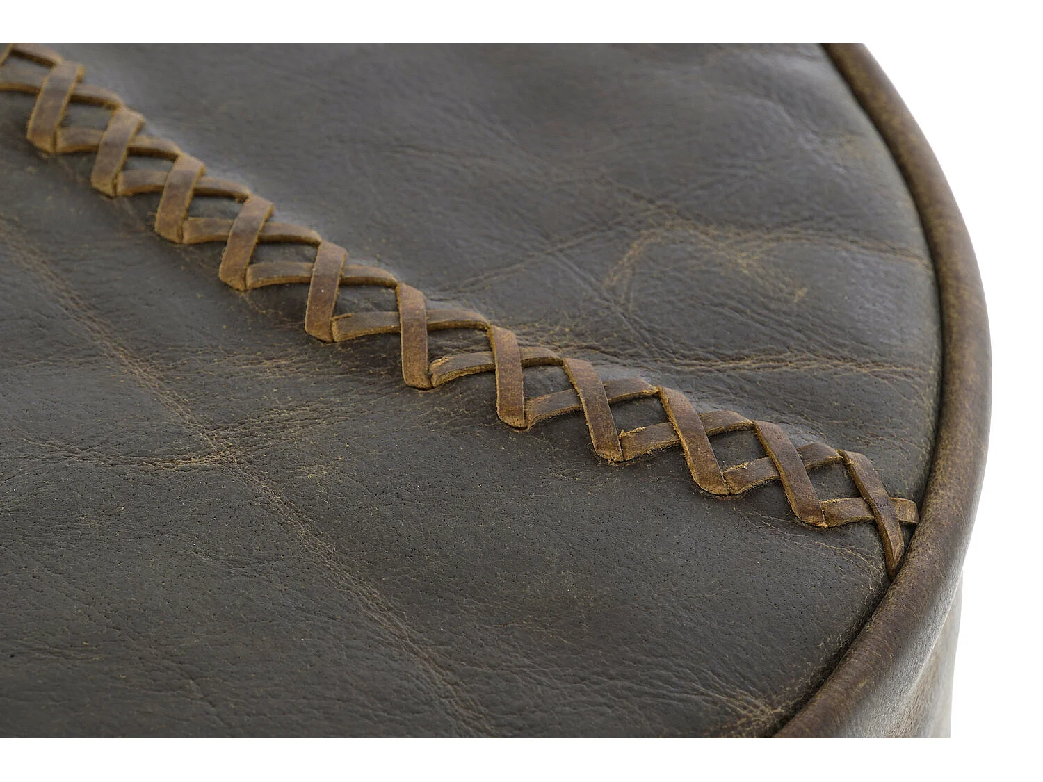 Banqueta de metal e couro 44x41x82 com pedais marrom