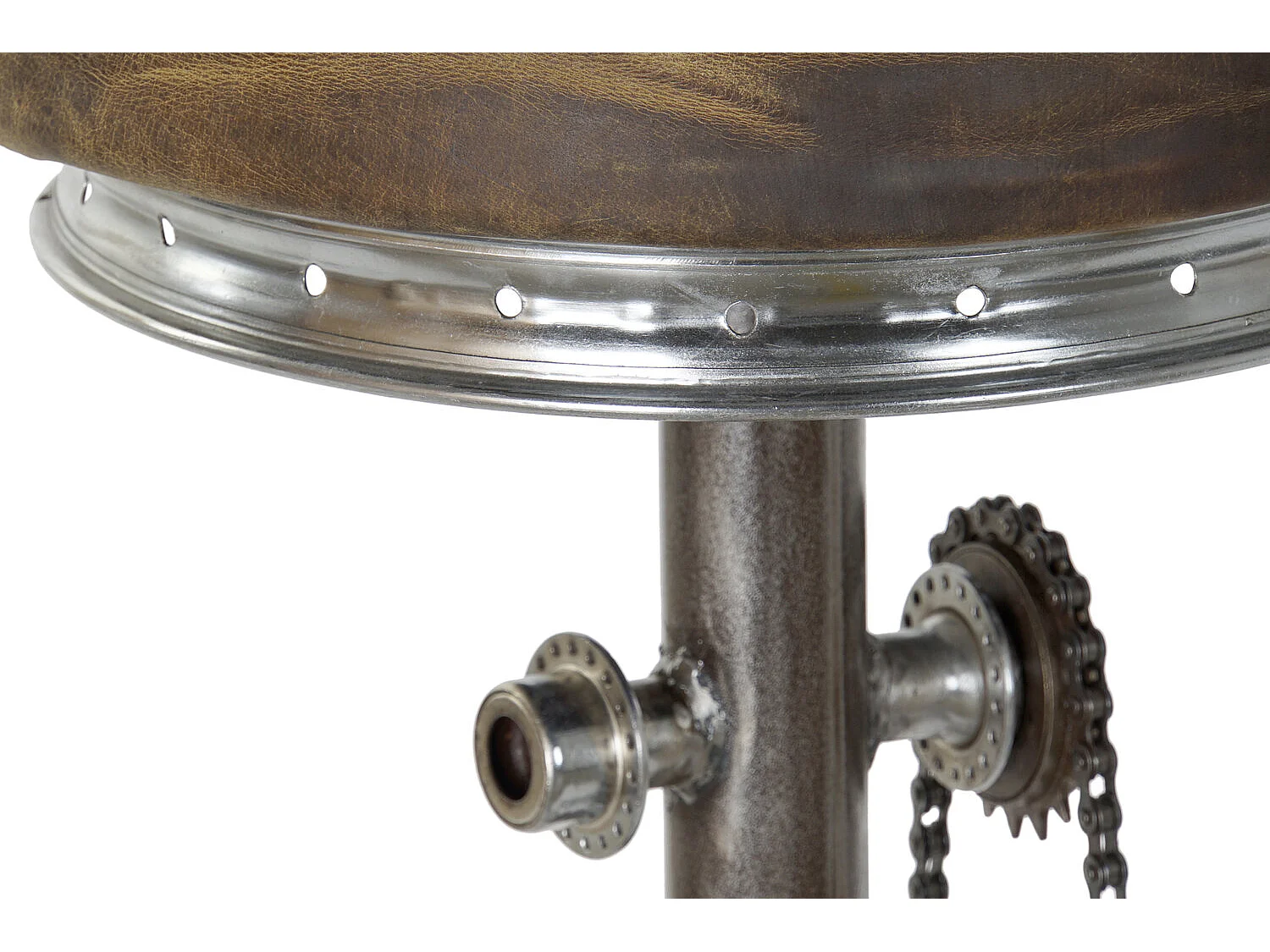 Banqueta de metal e couro 44x41x82 com pedais marrom