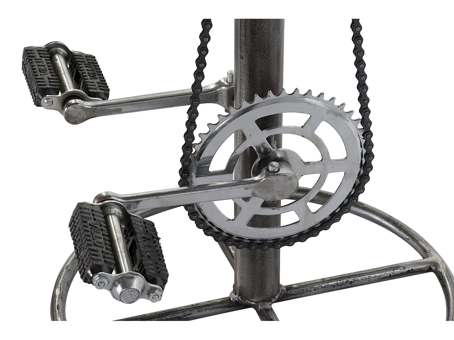 Banqueta de metal e couro 44x41x82 com pedais marrom