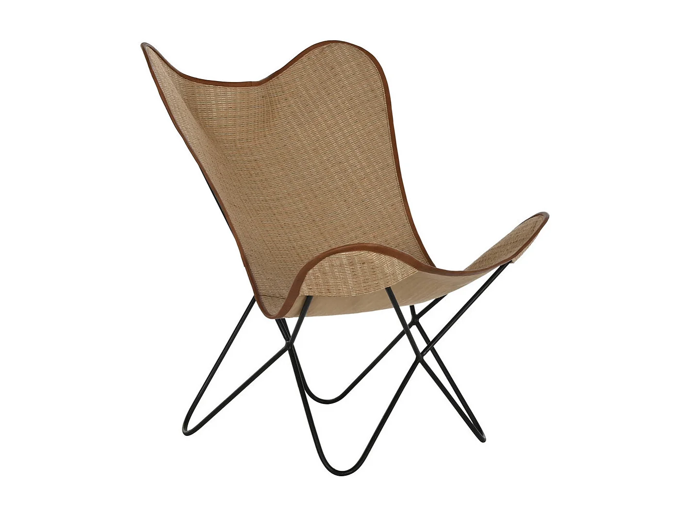 Cadeira de metal com rattan 74x78x92