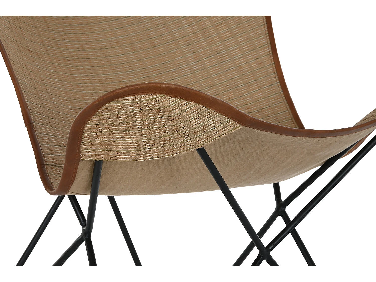 Cadeira de metal com rattan 74x78x92