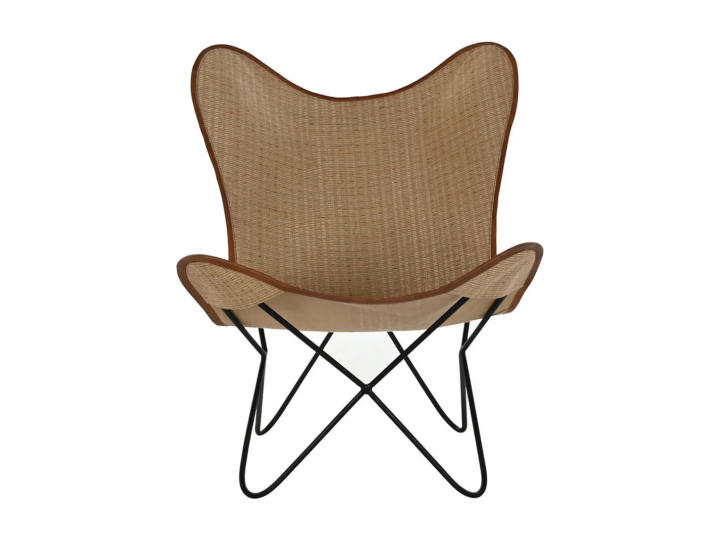 Cadeira de metal com rattan 74x78x92