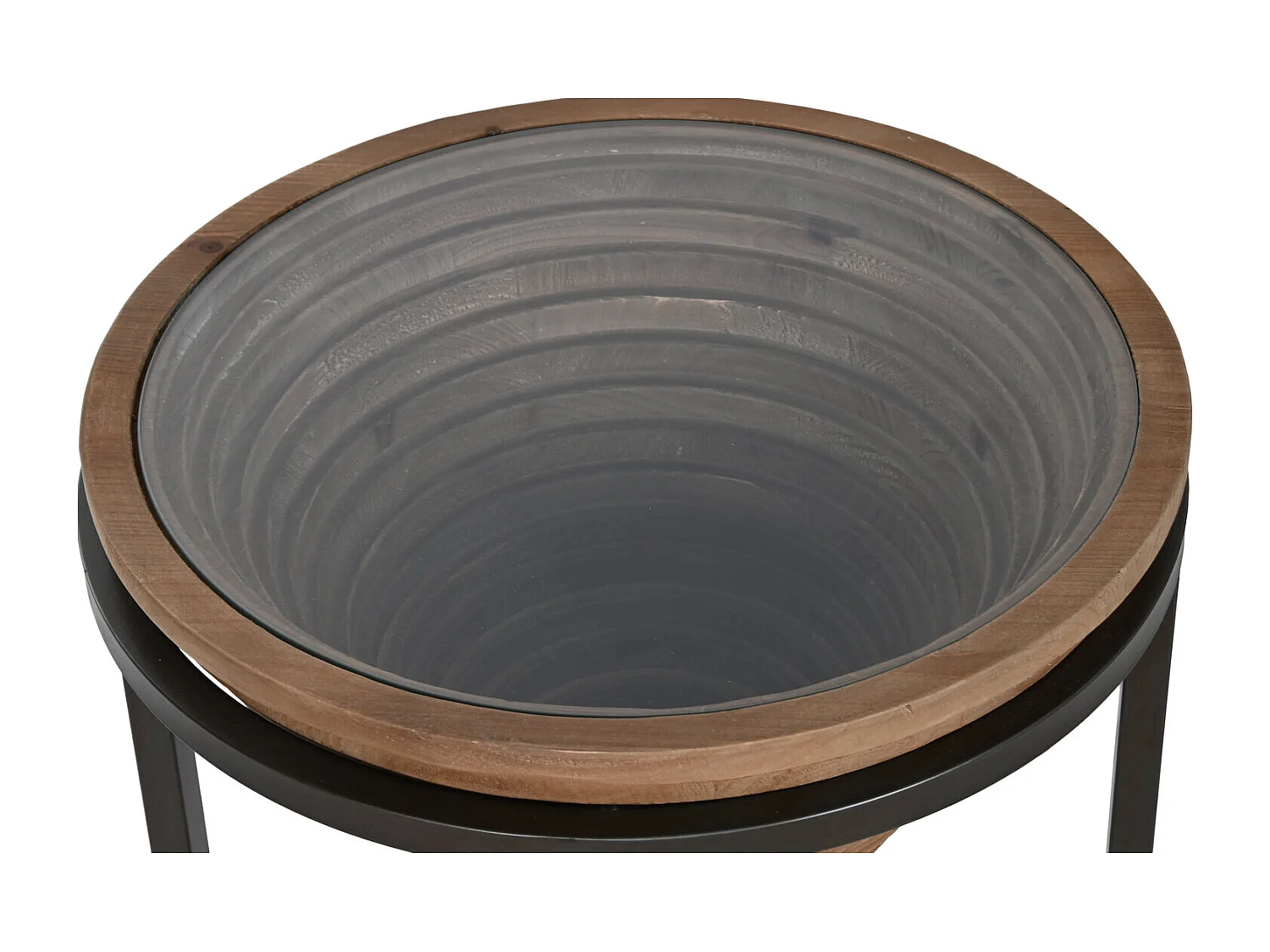 Bijzettafel van sparrenhout met glazen blad 46x46x55,5 naturel